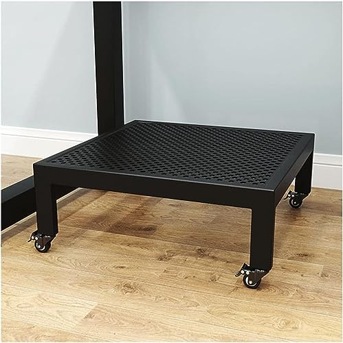 GPDNBIEU, Planter Trolley Metal Plant Caddy Potted Stand on Wheels Movable Flower Pot Tray for Indoor Outdoor Home Garden Tools(Black,30cm/12In)