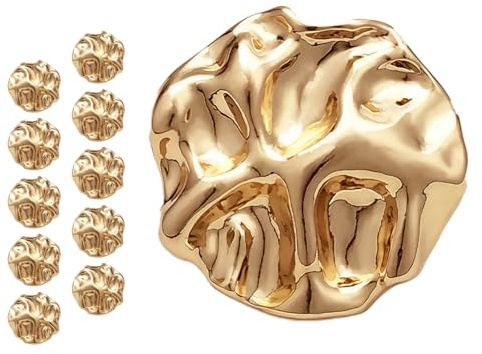 10er Set Goldene Knöpfe - Handgefertigte Vintage Knöpfe aus Zinklegierung, Große Buttons für Blusen, Cardigans & Jacken, Einzigartige Hammer