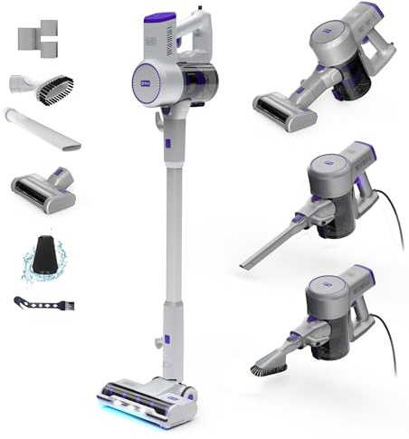Black+Decker Powerseries+ Corded 4 in 1 Stick Vacuum, Upright to Hand-Vac Multi Surface, LED Floor Head, HEPA Filtration, Powerful 14k Pa,for Hard Floor, Low Carpet, Pet Hair Home & Office use, Grey
