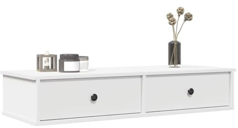 Owoxanthellate Wandregal mit Schubladen 100x37,5x19 cm Weiß Holzwerkstoff, Modernes Design & Robuste Konstruktion, Schwebendes Regal für Wohnzimmer, Schlafzimmer und Küche