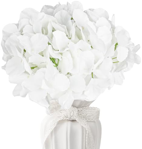 PYserne 6 flores artificiales de hortensias, ramo de flores artificiales con tallo resistente al agua, longitud 40 cm para decoración de bodas, ramo de novia, decoración de mesa, decoración del hogar
