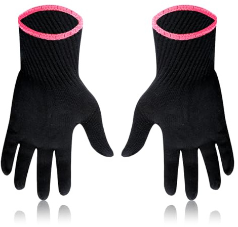 Lotsdonxia Heat Resistant Hair Styling Glove - Protects Hands from Curling Irons & Flat Irons - Black with Pink Edg