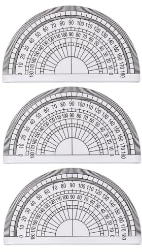 Protractor Set 3pcs, 180° Clear Plastic Angle Measurement Tool,for Students, Teachers, Engineers,and Designers,Lightweight and Transparent Design for Easy Reading,Accurate Angle Measurement