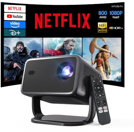 Smart Projector Android 13 Compatible with Netflix, AI Voice Control,HDR 10 | Native 1080P Mini Rotatable Home Cinema Projector with WiFi and Bluetooth,Auto Focus&Keystone for Outdoor Bedroom,X6Pro Black
