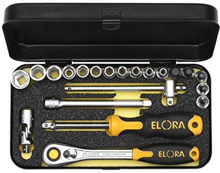 Elora Steckschlüssel-Satz, 21-teilig, 1/4 Zoll, 4-13 mm und IN-3-8 mm, 1400-IMU