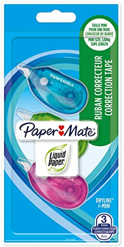 Paper Mate DryLine i-Mini cinta correctoracolores surtidospaquete de 3