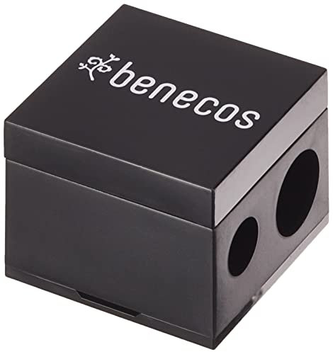 benecos - Taille-Crayon Double pour Crayons Cosmétiques - avec Spatule de Nettoyage Intégrée 1 Unité (Lot de 1) Noir