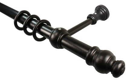 Gardinenstangen aus Holz schwarz lackiert mit 28 mm Durchmesser Vorhangstange Holzgardinenstangen, 160 cm