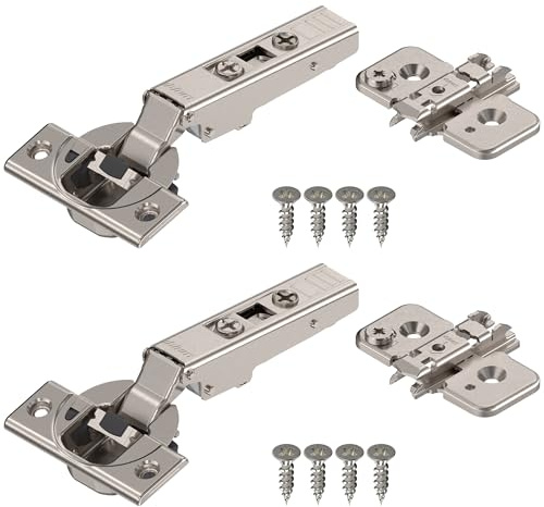 Blum Clip top BLUMOTION Hinge Kit (1 Kit), Full Overlay, 110° Opening Angle, Steel, Soft Close Euro-Style Hinges with Clip Mounting Plate for Frameless Cabinets