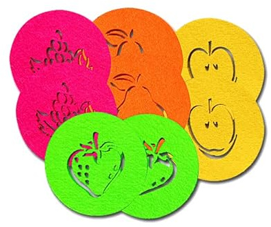 SUPMO Filzuntersetzer Glasuntersetzer rund in bunten Farben mit Obst Motiven (Farbe + Design wählbar), 5mm dick, elegant und auffallend - Untersetzer aus Filz für Getränke Gläser Schalen (8er, Mix) | Motiven (8er, Mix), 5mm dick, elegant & auffallend - Untersetzer aus Filz für Getränke Gläser Schalen