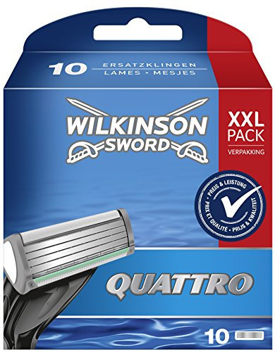 Wilkinson Sword Quattro Rasierklingen für Herren Rasierer, 10 Stück