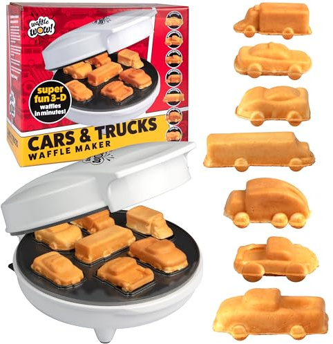 Mini gofrera para coche, hace 7 divertidos y diferentes coches de carreras, camiones y automóviles, tortitas en forma de vehículo