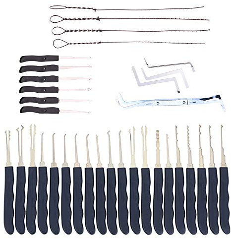 Loboo Idea 34pcs Set di grimaldelli con gancio, Pratica set di grimaldelli con sacchetto di plastica, 34 pezzi vari uncinetti per uncinetto, chiavi, custodia in plastica per spillare