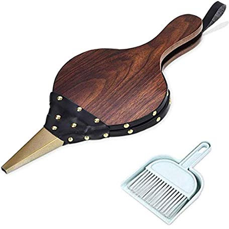 NANANA Blasebalg Hölzerner Kamin Balg-manuelles Luftgebläse Aus Holz Kamingebläse Handgebläse Kaminzubehör Gebläse Grillwerkzeug, Blasebalg mit Lederband für Kamin und Grill,39.88x18.03cm,B