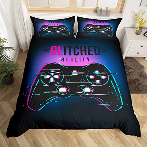 Set Copripiumino a Forma di Gamepad per Letto Singolo, Matrimoniale, King e Modern Video Game Adolescenti Set di Biancheria da Letto Estiva con Federa in Microfibra 230*220cm (No Comforter)