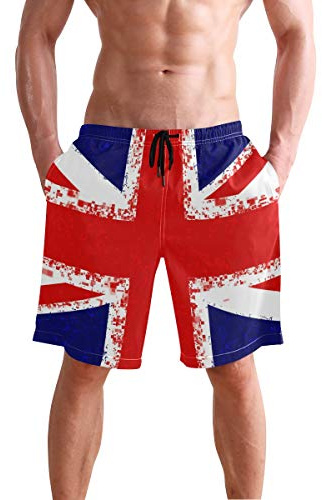 Union Jack London Flag UK Board Shorts Quick Dry Swim Trunks Beach Swimwear Multicoloured