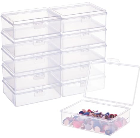 BENECREAT 12 Stück Kunststoff Aufbewahrungsboxen, Behälter aus durchsichtigem mit Schnallendeckeln für Perlen, Münzen, Sicherheitsnadeln und andere handwerkliche Schmuckuhren, 9.75x7x3.25cm