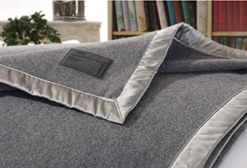 Coperta in cashmere, 100% cashmere Amalfi grigio, 150 x 220 cm, nastro di seta