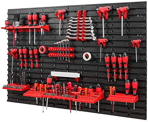 PAFEN - Parete degli attrezzi, 1152 x 780 mm, set di supporti per attrezzi con parete forata, sistema di stoccaggio
