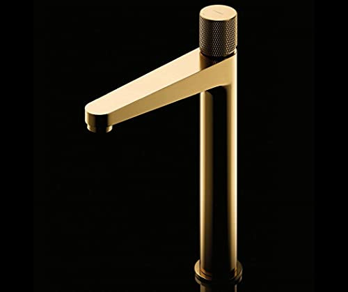 ECOLAM® hohe Waschtischarmatur Wasserhahn Armatur Badarmatur Y Gold golden gebürstet CONTOUR hoch Modern Design