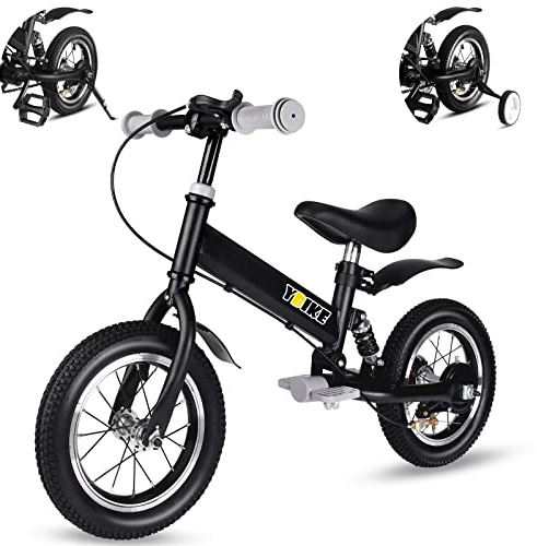 YBIKE Laufrad 2 in1, kinderfahrrad Mit Pedalen, Stoßdämpfern, Schutzblechen,12 14 Zoll laufräder Geeignet für Kinder Von 2-7 Jahren 4 Farben Ausbildungsfahrzeuge
