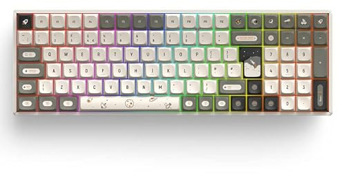 iQunix F97 Hitchhiker Wireless Mechanical Keyboard (UK Layout), Wireless 2.4GHz /Bluetooth 5.1/Wired USB-C Gaming Keyboard 101 Keys with RGB Backlit, PBT Keycaps Hot-Swappable Cherry MX Blues