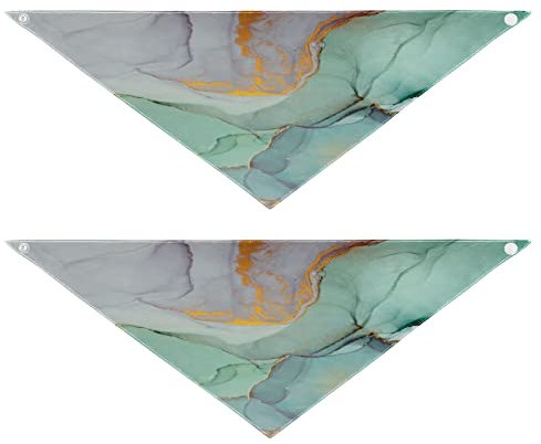 Hundehalstuch, Marmorierung, Blaugrün, Türkis, abstrakt, Haustier-Bandana für Hunde, Katzen, Halstuch, waschbar, Dreiecks-Lätzchen, Hundeschal, Urlaubszubehör für Welpen, Katzen, Hunde, klein, 2 Stück