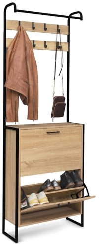IDMarket – Vestidor de entrada LUIS mueble zapatero 2 puertas diseño industrial