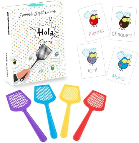 Spanish Sight Words Game | 108 Fly Words with 4 Fly Swatters | Funny Educational Learning Games for Classroom,Kids