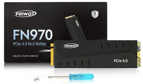 Fikwot FN970 1TB M.2 2280 PCIe Gen4 x4 NVMe 1.4 Internes Solid State Drive mit Kühlkörper – Bis zu 7400 MB/s, Konfigurierter DRAM Cache, Kompatible PS5 Interne SSD