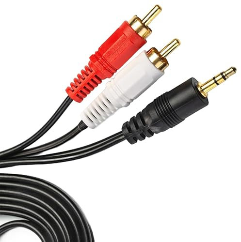 Pipestation RCA to 3.5mm Aux Cable 1.5m | Phono to 3.5mm Jack Adapter Lead | RCA Cable to Audio Jack | Headphone Splitter Adaptor Phono Cables Gold-Plated Aux Audio Splitter | Hi-Fi Amplifier Speaker