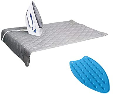 Iron Anywhere Quilted Magnetic Ironing Mat with Silicone Heat-Resistant Iron Rest – Travel & Home, 18” x 31”
