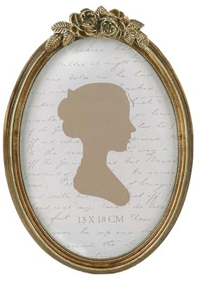 Sunlit Vintage-Bilderrahmen, 12,7 x 17,8 cm, ovaler antiker Bilderrahmen mit Glasfront, luxuriöses Foto-Display, Tisch-Wandbehang, Geschenkideen, Bronzerose