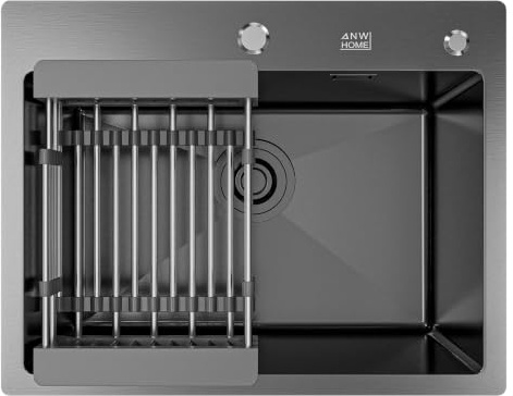 ANW HOME Kitchen Sink Single Bowl 55x43 cm, Graphite PVD