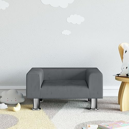 Homgoday Kindersofa Kinderzimmersofa Sofa Kindercouch Minisofa Kindersessel Sofa Sessel Sitzmöbel Kindermöbel Kinder Sofa für Kinderzimmer Dunkelgrau 50x40x26,5 cm Samt