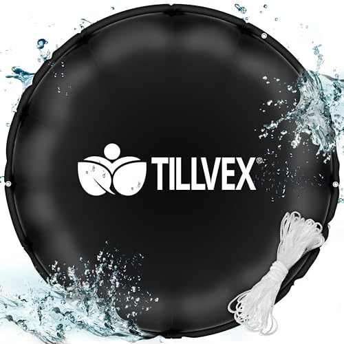 tillvex® Coussin gonflable d’hivernage pour piscine, taille XXL, avec valve de sécurité et double couture, kit de réparation inclus, 500 cm, noir