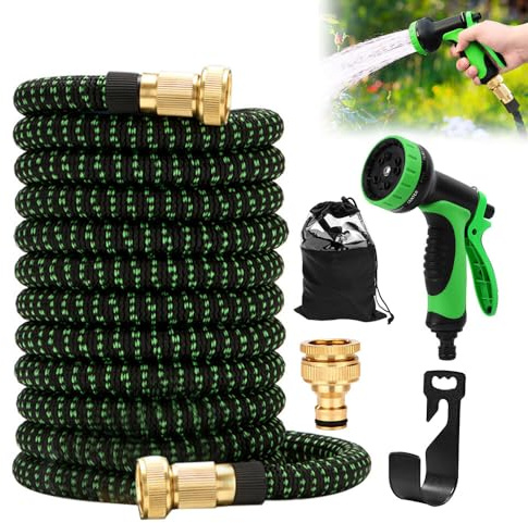 Gobesty Flexibler Gartenschlauch, 22.5M Wasserschlauch Flexibel, Dehnbarer Wasserschlauch mit 10 Funktionen-Düse, Leichter und Knickfreier Flexischlauch, Gartenschläuche mit 3-Fach Latexkern (Grün)