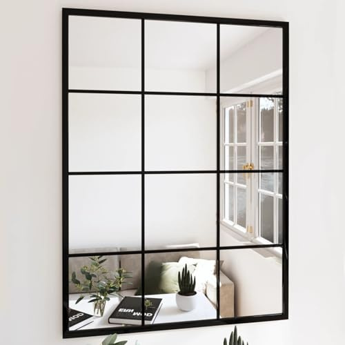 Gecheer Espejo de Pared de Metal Negro 80x60 cm
