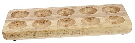 Veemoon Portauova in Legno, Vassoio per 2 File, Beige, Design Semplice, per Organizzare le Uova, Resistente e Pratico