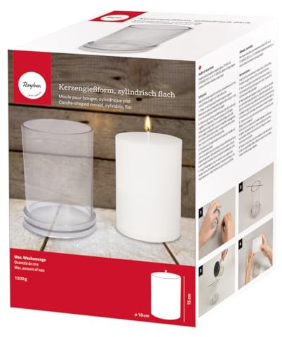 Rayher Kerzengießform, zylindrisch flach, 10 cm ø, Höhe 15 cm, Gießform für Wachs, Wachsgießform Kerzen gießen, 31660000