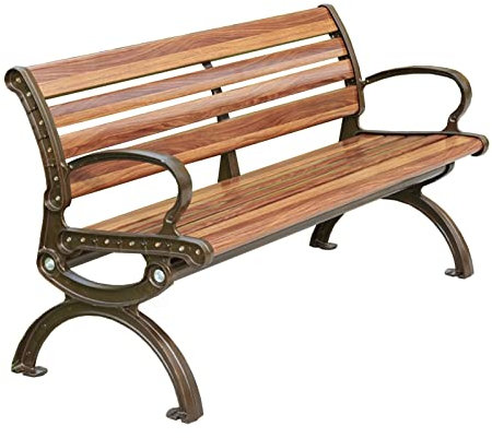 SORVA Gartenbank, Außenbank ohne Rückenlehne, Stuhloberfläche aus Kohlefaser, Füße aus Aluminiumguss, Außenterrasse, Balkon, Park (Farbe: Mit Rückenlehne, Größe: 150 cm)