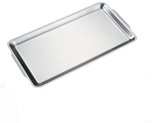 SPORTARC Platos de acero inoxidable, bandejas de almacenamiento de alimentos, plato rectangular para barbacoa, plato plano para barbacoa, pan, pastelería, plato de frutas (plateado, 36 x 20)