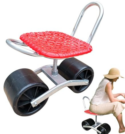 Gartenwagen mit Sitz – Rollbarer Gartensitz | Höhenverstellbarer Gartenarbeitssitz, 360 Grad drehbar, stabile Gartensitze, Gartensitz Pickingwagen mit verstellbarer Sitzhöhe und -richtung