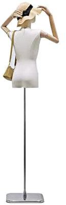 ZBJDX Weiblicher Schaufensterpuppen Torso, Höhenverstellbare Schaufensterpuppe, Weiblicher Schaufensterpuppen Körperständer Aus Weißem Leinen,with Head