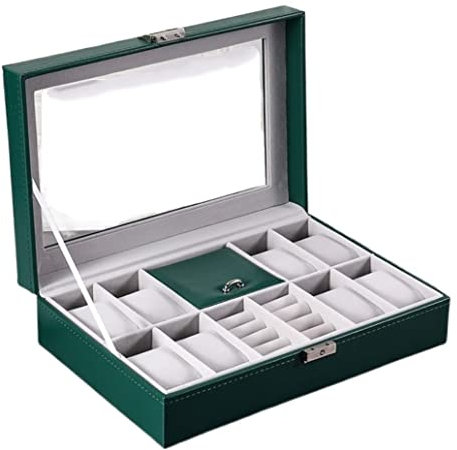 HAODUOO Uhrengehäuse, Uhrenrolle, Uhrenbeweger, 8 Fächer, Uhrenbox, Herrenring, Schmuckschatulle, Uhrenvitrine, Aufbewahrungsbox, Uhrenaufbewahrung, Organizer, Uhrenbox, Uhren-Organizer