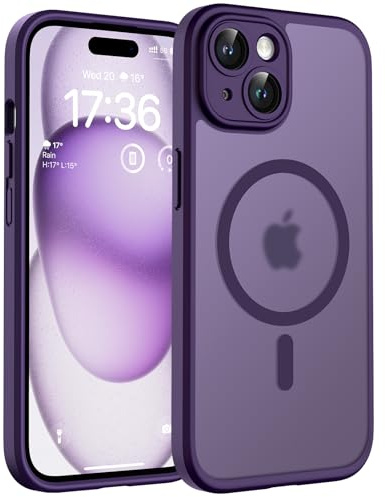 TOCOL for iPhone 15 Case, Compatible with MagSafe, Midnight Purple | Full Camera Protection, Built-in Magnets, 15FT Military-Grade Shockproof Thin Slim Translucent Matte Phone Cover