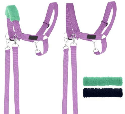SKIPPI Halfter für Hobby Horse - Lavendel, Hobby Horse Zubehör, Zügeln und 2 Polster im Set, Universalgröße Halfterset