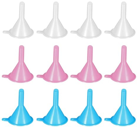 Lot de 12 petits entonnoirs de cuisine - Entonnoir de laboratoire - Mini entonnoir à remplir - Pour huiles essentielles, shampoing, parfum, bouteilles, poudre, sable