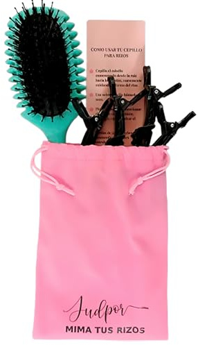 Judpor® Kit Completo Método Curly | Set de Accesorios para Pelo Rizado con Cepillo Profesional, Pinzas, Bolsa y Guía | Rutina Principiantes Anti-Frizz.