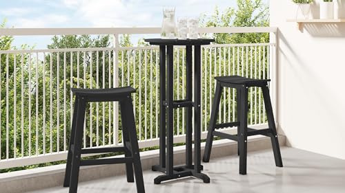 Qnhdfrt Quadratischer Outdoor Bartisch Schwarz 55x55x107 cm HDPE Modernes Design Stabil und Pflegeleicht für Garten Balkon Terrasse
